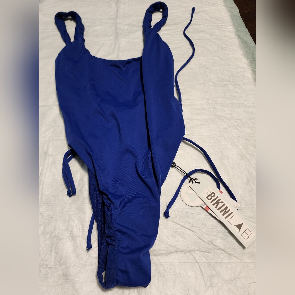 Solids Lace Up High Leg One Piece Swimsuit/Size XS